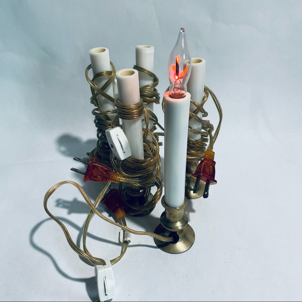 Vintage white & brass Christmas holiday window lights